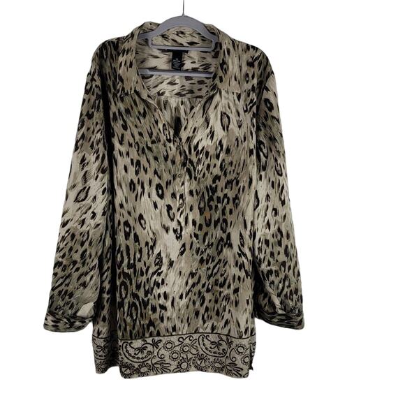 Maggie Barnes Tops - Maggie Barnes Women's Animal Print Button Front 2X 22/24W